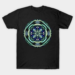 Green Blue and Purple Simulated Stained Glass T-Shirt